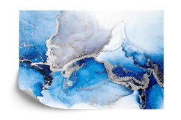 Fototapeta Blue Silver Abstract Background Of Marble Liquid Ink Art Painting On Paper . Image Of Original Artwork Watercolor Alc