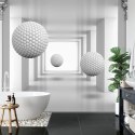 Fototapeta 3D Mural Digital Silver Tunnel With Sphere And Columns .
Modern Rendering Gray Interior Wallpaper