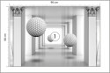 Fototapeta 3D Mural Digital Silver Tunnel With Sphere And Columns .
Modern Rendering Gray Interior Wallpaper