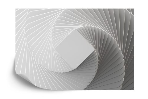 Fototapeta 3D Render, Abstract White Geometric Background, Minimal Flat Lay, Twisted Deck Of Square Blank Cards With Rounded Cor