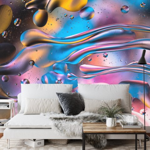 Fototapeta Abstract Colorful Liquid Water Splash And Bubbles Background. Macro Photography