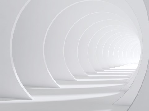 Fototapeta Abstract White Bent 3D Tunnel