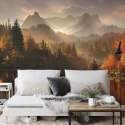 Fototapeta Ai Generated Image Of A Beautiful Landscape With Autumn Forest, A Lake And Hills