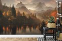 Fototapeta Ai Generated Image Of A Beautiful Landscape With Autumn Forest, A Lake And Hills