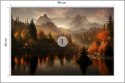 Fototapeta Ai Generated Image Of A Beautiful Landscape With Autumn Forest, A Lake And Hills