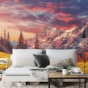 Fototapeta Awesome Alpine Highlands In Sunny Day. Scenic Image Of Fairy-Tale Landscape With Colorful Sky Under Sunlit, Over The 