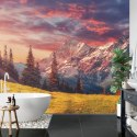 Fototapeta Awesome Alpine Highlands In Sunny Day. Scenic Image Of Fairy-Tale Landscape With Colorful Sky Under Sunlit, Over The 