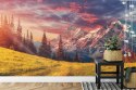 Fototapeta Awesome Alpine Highlands In Sunny Day. Scenic Image Of Fairy-Tale Landscape With Colorful Sky Under Sunlit, Over The 