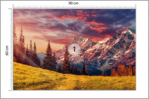 Fototapeta Awesome Alpine Highlands In Sunny Day. Scenic Image Of Fairy-Tale Landscape With Colorful Sky Under Sunlit, Over The 