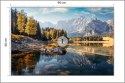 Fototapeta Awesome Sunny Landscape In The Forest. Wonderful Autumn Scenery. Picturesque View Of Nature Wild Lake. Sun Rays Throu