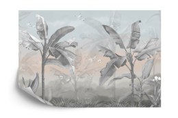 Fototapeta Banana Tree Wallpaper Design With Pastel Tones, Tropical Landscape, Mural Art.