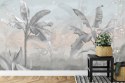 Fototapeta Banana Tree Wallpaper Design With Pastel Tones, Tropical Landscape, Mural Art.