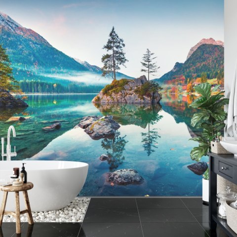 Fototapeta Beautiful Autumn Scene Of Hintersee Lake. Colorful Morning View Of Bavarian Alps On The Austrian Border, Germany, Eur