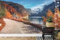 Fototapeta Beautiful Landscape Mountain Forest Lake. Amazing Autumn View Of Grundlsee Alpine Lake. Great Autumn Background For D