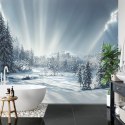 Fototapeta Beautiful Winter Landscape. Majestic White Spruces Glowing By Sunlight. Picturesque And Gorgeous Wintry Scene.