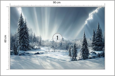 Fototapeta Beautiful Winter Landscape. Majestic White Spruces Glowing By Sunlight. Picturesque And Gorgeous Wintry Scene.