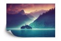 Fototapeta Fantasy Concept Showing A Lake Bled, Slovenia. Digital Art Style, Painting , Horizontal Side View, Skyline