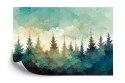 Fototapeta Forest Silhouette Background. Watercolor Painting Of A Spruce Forest