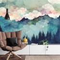 Fototapeta Forest Silhouette Background. Watercolor Painting Of A Spruce Forest