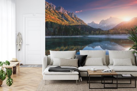 Fototapeta Incredible Nature Landscape. Amazing Lake Jasna With Of A Mirror Reflection. Stunning Vivid Nature Scenery Of Sloveni