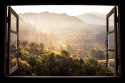 Fototapeta Landscape Nature View Background. View From Window At A Wonderful Landscape Nature View With Rice Terraces And Space 