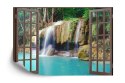 Fototapeta Open Window View To Deep Jungle Waterfall