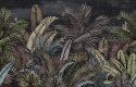 Fototapeta Pattern Wallpaper Jungle Tropical Drawings Of Palms Trees And Birds Of Different Colors With Birds And Black Backgrou