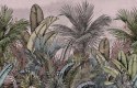 Fototapeta Pattern Wallpaper Jungle Tropical Drawings Of Palms Trees And Birds Of Different Colors With Birds And Pink Backgroun