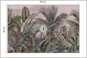 Fototapeta Pattern Wallpaper Jungle Tropical Drawings Of Palms Trees And Birds Of Different Colors With Birds And Pink Backgroun