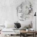 Fototapeta Spectacular Watercolor Woman Face With White Flower. Digital Art . Mural For Wallpaper.