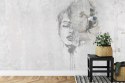 Fototapeta Spectacular Watercolor Woman Face With White Flower. Digital Art . Mural For Wallpaper.