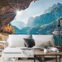 Fototapeta Sunny Autumn Scene Of Vorderer ( Gosausee ) Lake. Colorful Morning View Of Austrian Alps, Upper Austria, Europe. Beau