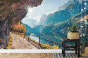 Fototapeta Sunny Autumn Scene Of Vorderer ( Gosausee ) Lake. Colorful Morning View Of Austrian Alps, Upper Austria, Europe. Beau