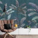 Fototapeta Tropical Trees Wallpaper Design, Banana Trees And Plants, Dark Background, Pattern Design, Mural Art.