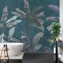 Fototapeta Tropical Trees Wallpaper Design, Banana Trees And Plants, Dark Background, Pattern Design, Mural Art.