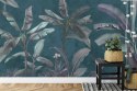 Fototapeta Tropical Trees Wallpaper Design, Banana Trees And Plants, Dark Background, Pattern Design, Mural Art.