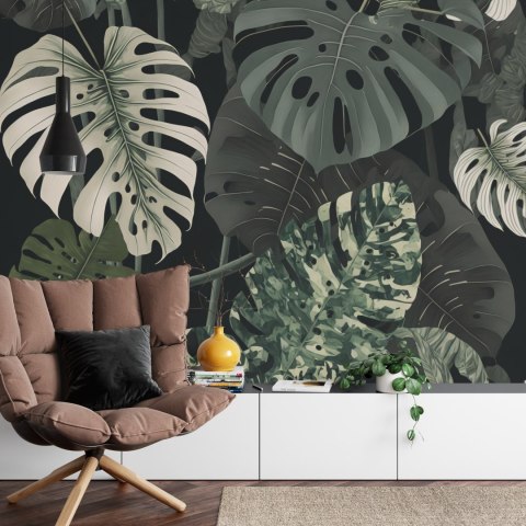 Fototapeta 4K Resolution Or Higher, Botanical Maximalism, High Contrast Leaves Pattern. Generative Ai Technology