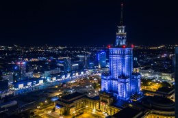 Obraz Na Płótnie Oświetlona Warszawa Nocą