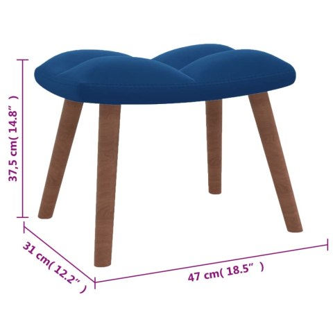 Fotel bujany z podnóżkiem, niebieski, obity aksamitem