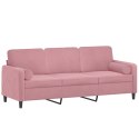 3-osobowa sofa z poduszkami, różowa, 180 cm, aksamit