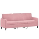 3-osobowa sofa z poduszkami, różowa, 180 cm, aksamit