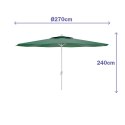 Marbueno Parasol Stalowy 8 Słupków D270cm Poliester Zielony Ogród, Basen i Taras 10188