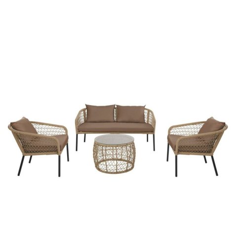 Zestaw Stół i 3 Krzesła DKD Home Decor Brązowy rattan syntetyczny Stal (137 x 73,5 x 66,5 cm)