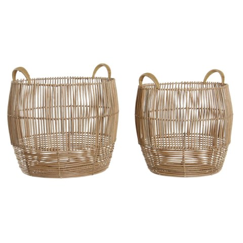 Zestaw koszyków DKD Home Decor Metal Rattan (40 x 40 x 38 cm)