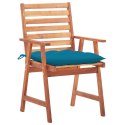 Krzesła ogrodowe z poduszkami, 3 szt., lite drewno akacjowe