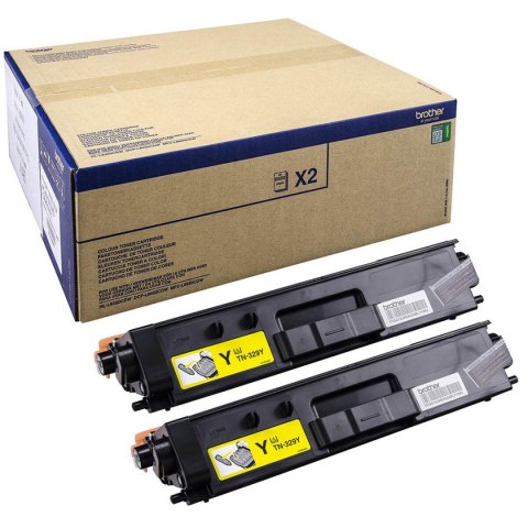 Toner Oryginalny Brother TN-329YTWIN Żółty Czarny