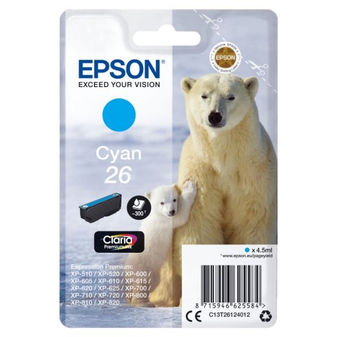 Oryginalny Wkład Atramentowy Epson C13T26124012 Turkusowy