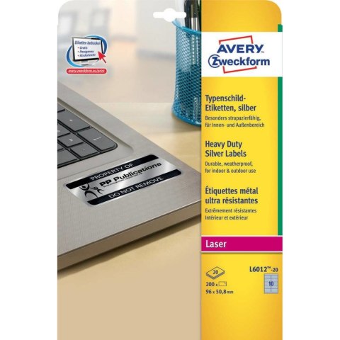 Kleje/Etykiety Avery 20 Kartki 96 x 50,8 mm Srebrzysty Kleje/Etykiety Avery 20 Kartki 96 x 50,8 mm Srebrzysty