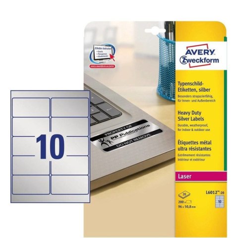 Kleje/Etykiety Avery 20 Kartki 96 x 50,8 mm Srebrzysty Kleje/Etykiety Avery 20 Kartki 96 x 50,8 mm Srebrzysty