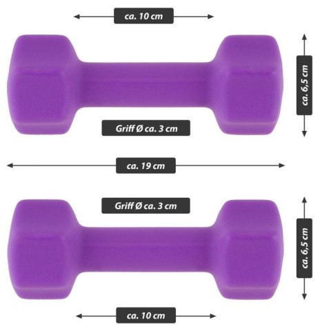 MAXXIVA Zestaw hantli z pokrowcem neoprenowym 2 x 2 kg, fiol MAXXIVA Zestaw hantli z pokrowcem neoprenowym 2 x 2 kg, fiol